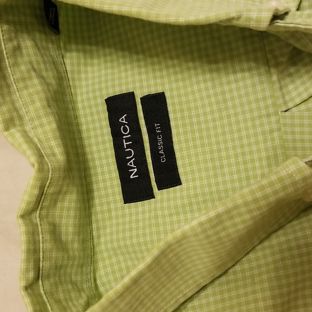 Nautica Green Dress Shirt 16 32/33 - Picture 2 of 4